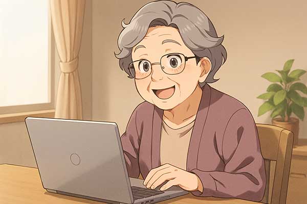 パソコンを楽しむ女性