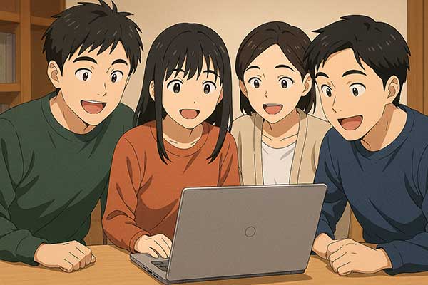 パソコンを楽しむ若者